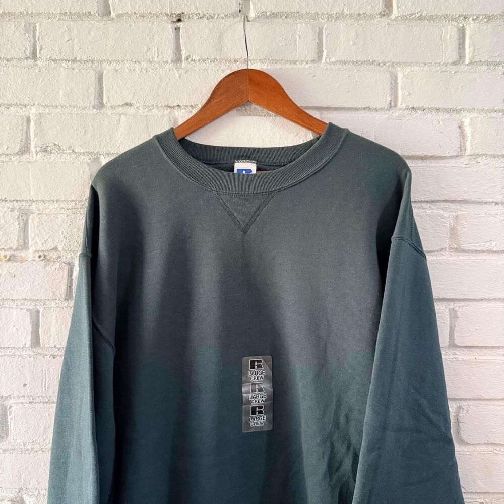 Vintage 90s Russell Athletic Deadstock Forest Green Crewneck Sweatshirt Large